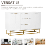 HOMCOM-Credenza-Moderna-Bianca-Credenza-Bassa-Buffet-per-Cucina-o-Sala-da-Pranzo-con-3-Cassetti-e-2-Ante-120x40x76cm