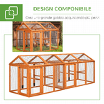 PawHut-Gabbia-per-Galline-in-Legno-con-Porte-Multiple-e-Rete-in-Metallo-140x88-5x106cm-Arancione