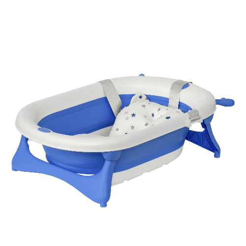 HOMCOM-Vaschetta-Bagnetto-Pieghevole-per-Bambini-0-3-Anni-con-Indicatore-di-Temperatura-e-Cuscino-81-5x50-5x23-5-cm-Blu