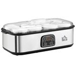 HOMCOM-Yogurtiera-Elettrica-30W-con-8-Vasetti-Inclusi-Timer-1-48-Ore-e-Temperatura-Regolabile-20-50-C-36x18-8x14cm-Argento