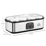 HOMCOM-Yogurtiera-Elettrica-30W-con-8-Vasetti-Inclusi-Timer-1-48-Ore-e-Temperatura-Regolabile-20-50-C-36x18-8x14cm-Argento