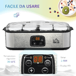 HOMCOM-Yogurtiera-Elettrica-30W-con-8-Vasetti-Inclusi-Timer-1-48-Ore-e-Temperatura-Regolabile-20-50-C-36x18-8x14cm-Argento