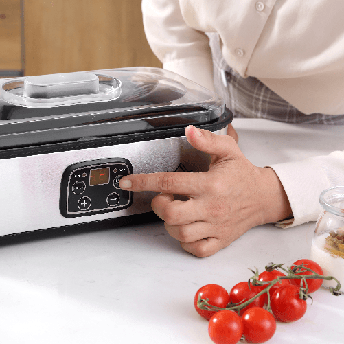 HOMCOM-Yogurtiera-Elettrica-30W-con-8-Vasetti-Inclusi-Timer-1-48-Ore-e-Temperatura-Regolabile-20-50-C-36x18-8x14cm-Argento