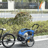 PawHut-Passeggino-2-in-1-per-Cani-e-Rimorchio-Bici-Ruote-Catarifrangenti-e-Bandierina-Blu