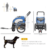PawHut-Passeggino-2-in-1-per-Cani-e-Rimorchio-Bici-Ruote-Catarifrangenti-e-Bandierina-Blu