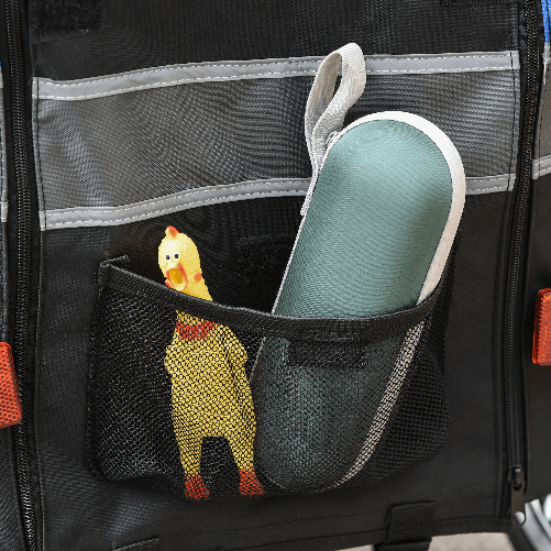 PawHut-Passeggino-2-in-1-per-Cani-e-Rimorchio-Bici-Ruote-Catarifrangenti-e-Bandierina-Blu