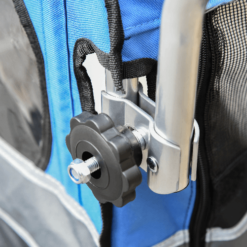 PawHut-Passeggino-2-in-1-per-Cani-e-Rimorchio-Bici-Ruote-Catarifrangenti-e-Bandierina-Blu