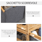 HOMCOM-Cesto-Portabiancheria-con-2-Scomparti-e-Ruote-Sacchi-in-Tessuto-e-Struttura-in-Bambu-42x35x84-5cm