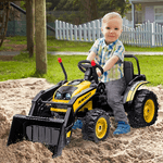 HOMCOM-Escavatore-Cavalcabile-per-Bambini-3-5-Anni-Ruspa-Giocattolo-a-Batteria-6V-con-Suoni-e-Luci-Velocita-1-5-2-5-km-h-132cmx62cmx65cm-Giallo
