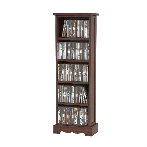 HOMCOM-Mobiletto-Scaffale-Porta-CD-con-5-Ripiani-di-Archivazione-in-Legno-Marrone-30x-17x-90cm