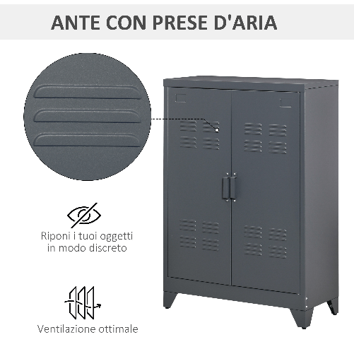 HOMCOM-Mobiletto-Multiuso-a-2-Ante-Stile-Industriale-Armadietto-Metallico-per-Casa-e-Garage---Grigio