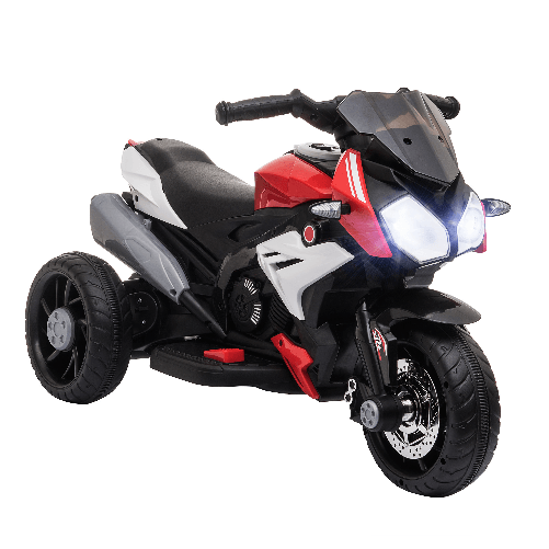 HOMCOM-Moto-Elettrica-per-Bambini-3-5-Anni-Max--25kg-con-Luci-Musica-Batteria-6V-e-Velocita-3km-h-86cmx42cmx52cm-Rossa