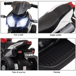 HOMCOM-Moto-Elettrica-per-Bambini-3-5-Anni-Max--25kg-con-Luci-Musica-Batteria-6V-e-Velocita-3km-h-86cmx42cmx52cm-Rossa