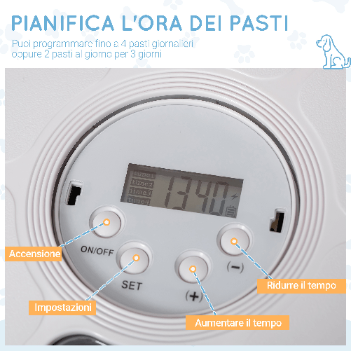 PawHut-Distributore-Automatico-Cibo-Cani-e-Gatti-6-Pasti-Ciotole-con-Timer-e-Display-LED-a-Batterie-Dispenser-Cibo-per-Piccoli-Animali-con-Musica