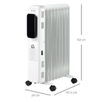 HOMCOM-Calorifero-a-Olio-a-9-Elementi-3-Livelli-di-Riscaldamento-e-Timer-42-5x24x63cm-Bianco