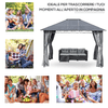 Outsunny-Gazebo-da-Giardino-3-6x3m-con-Tetto-in-Policarbonato-Anti-UV-e-Tende-Grigio
