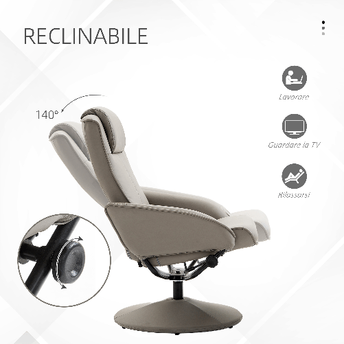 HOMCOM-Poltrona-Sedia-Relax-Reclinabile-con-Sgabello-Poggiapiedi-in-Pelle-Finta-per-Soggiorno-o-Studio-78-67-98-cm-Grigia