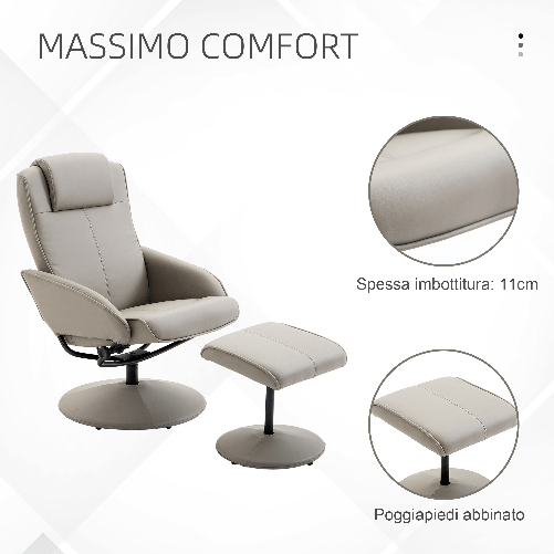 HOMCOM-Poltrona-Sedia-Relax-Reclinabile-con-Sgabello-Poggiapiedi-in-Pelle-Finta-per-Soggiorno-o-Studio-78-67-98-cm-Grigia