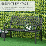Outsunny-Panchina-da-Esterno-2-Posti-con-Braccioli-in-Acciaio-e-Ghisa-128x58-5x89cm-Nero