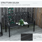 Outsunny-Panchina-da-Esterno-2-Posti-con-Braccioli-in-Acciaio-e-Ghisa-128x58-5x89cm-Nero