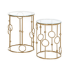 HOMCOM-Set-2-Pezzi-Tavolini-da-Caffe-Design-Elegante-con-Motivi-a-Cerchio-Metallo-e-Vetro-Temperato--41x57cm----36x51cm