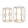 HOMCOM-Set-2-Pezzi-Tavolini-da-Caffe-Design-Elegante-con-Motivi-a-Cerchio-Metallo-e-Vetro-Temperato--41x57cm----36x51cm