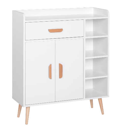 HOMCOM-Mobiletto-con-Piedini-in-Legno-di-Pino-Bianco-80-x-29-5-x-96cm