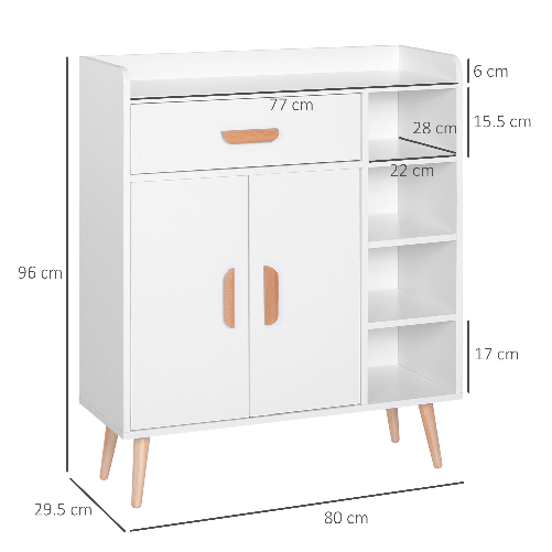 HOMCOM-Mobiletto-con-Piedini-in-Legno-di-Pino-Bianco-80-x-29-5-x-96cm