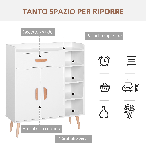HOMCOM-Mobiletto-con-Piedini-in-Legno-di-Pino-Bianco-80-x-29-5-x-96cm