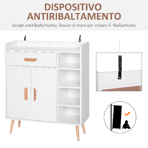 HOMCOM-Mobiletto-con-Piedini-in-Legno-di-Pino-Bianco-80-x-29-5-x-96cm