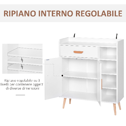 HOMCOM-Mobiletto-con-Piedini-in-Legno-di-Pino-Bianco-80-x-29-5-x-96cm