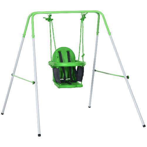 Outsunny Altalena per Bambini 6-36 Mesi da Giardino e Salotto in Acciaio e PE, 122x146x122 cm, Verde