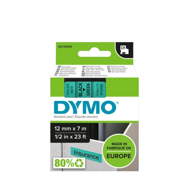 DYMO-D1---Standard-Etichette---Nero-su-verde---12mm-x-7m