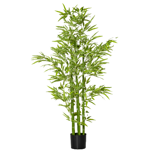 HOMCOM-Pianta-Finta-di-Bambu-Alta-150cm-con-Vaso-Incluso-per-Interno-ed-Esterno