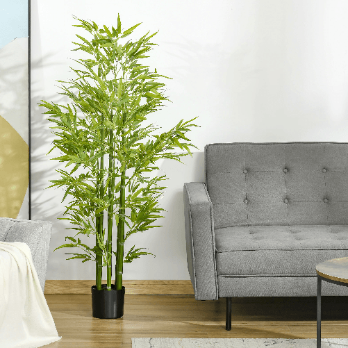 HOMCOM-Pianta-Finta-di-Bambu-Alta-150cm-con-Vaso-Incluso-per-Interno-ed-Esterno
