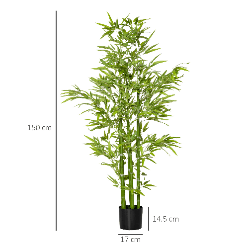 HOMCOM-Pianta-Finta-di-Bambu-Alta-150cm-con-Vaso-Incluso-per-Interno-ed-Esterno