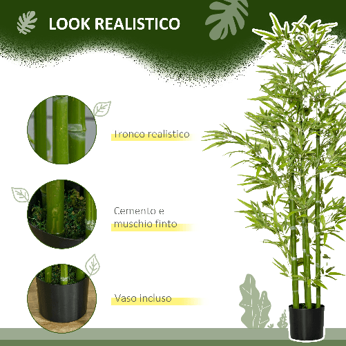 HOMCOM-Pianta-Finta-di-Bambu-Alta-150cm-con-Vaso-Incluso-per-Interno-ed-Esterno