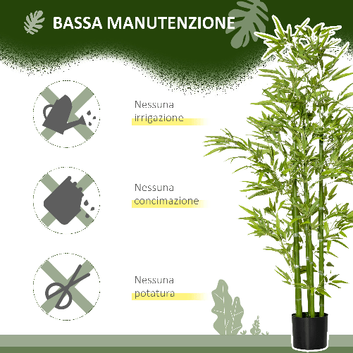 HOMCOM-Pianta-Finta-di-Bambu-Alta-150cm-con-Vaso-Incluso-per-Interno-ed-Esterno