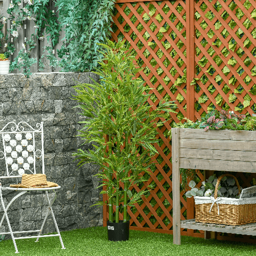 HOMCOM-Pianta-Finta-di-Bambu-Alta-150cm-con-Vaso-Incluso-per-Interno-ed-Esterno