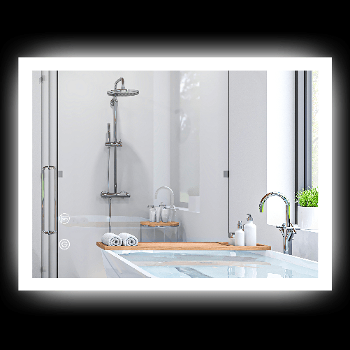 kleankin Specchio Bagno LED Antiappannamento con 3 Colori e Luminosità Regolabile, in Metallo e Vetro, 80x60x3 cm