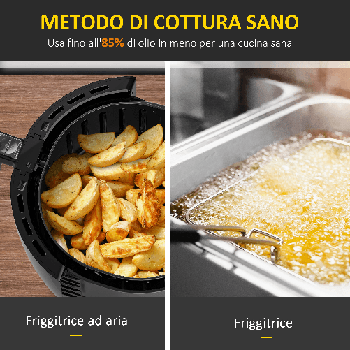 HOMCOM-Friggitrice-ad-Aria-2-5L-1300W-con-7-Menu-Schermo-LED-e-Tegame-33-9x24-9x29-9cm