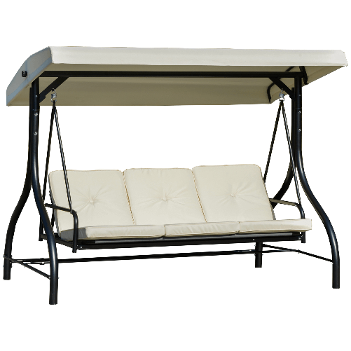 Outusunny-Dondolo-Letto-da-Giardino-3-Posti-con-Tettuccio-Regolabile-Metallo-e-Poliestere-Beige