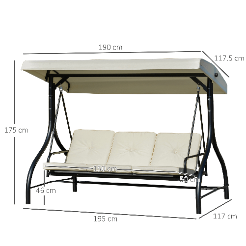 Outusunny-Dondolo-Letto-da-Giardino-3-Posti-con-Tettuccio-Regolabile-Metallo-e-Poliestere-Beige