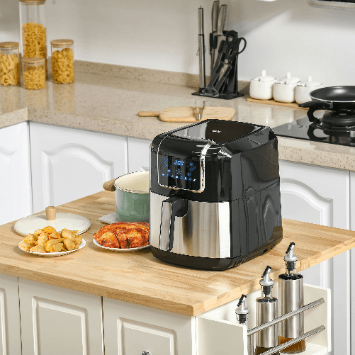 HOMCOM-Friggitrice-ad-Aria-8-in-1-da-6-5-Litri-1700W-con-12-Programmi-Accessori-e-Schermo-LED-Nera