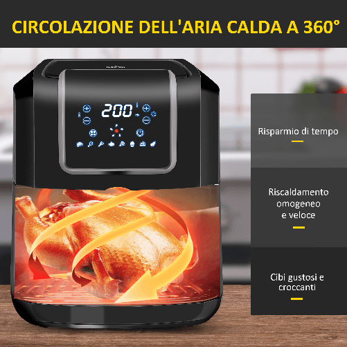 HOMCOM-Friggitrice-ad-Aria-8-in-1-da-6-5-Litri-1700W-con-12-Programmi-Accessori-e-Schermo-LED-Nera