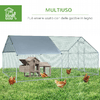 PawHut-Pollaio-per-Galline-da-Esterno-in-Metallo-con-Copertura-in-Tessuto-Oxford-300x400x195-cm-Argento