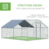 PawHut-Pollaio-per-Galline-da-Esterno-in-Metallo-con-Copertura-in-Tessuto-Oxford-300x400x195-cm-Argento