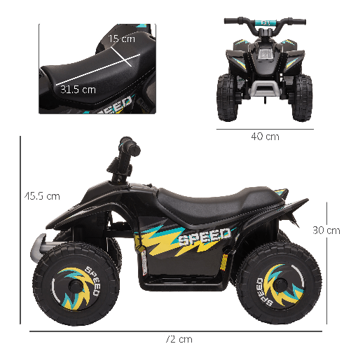 HOMCOM-Quad-Elettrico-per-Bambini-18-36-Mesi-con-Batteria-Ricaricabile-da-6V-72x40x45-5-cm-Nero