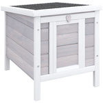PawHut Gabbia per Conigli in Legno da Esterno con Tetto in Asfalto e Rampa Antiscivolo, 42x51x43cm, Grigia