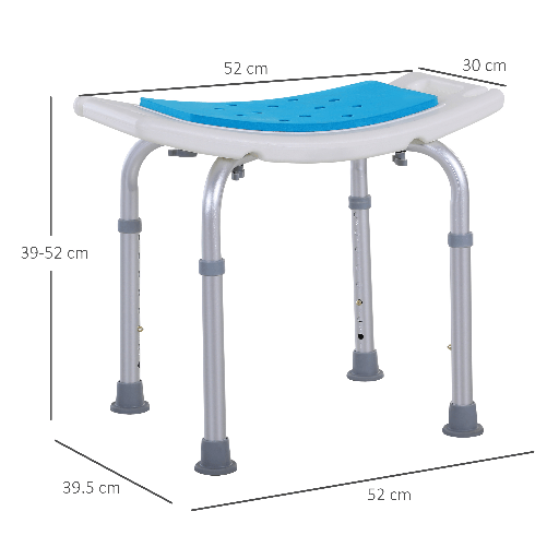 HOMCOM-Sgabello-da-Doccia-Alluminio-e-Plastica-Antiscivolo-Altezze-Regolabili